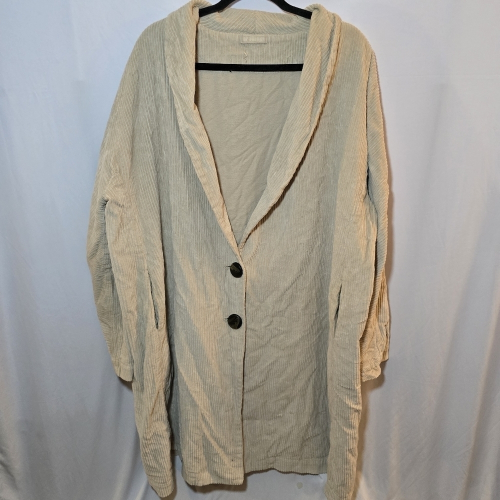CP Shades 100% Cotton Cream Colored Corduroy Longline Double Button Jacket XL